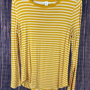 Luxe Yellow and White Fitted Long Sleeve Tee